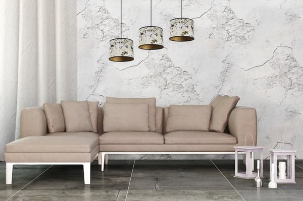 HÄNGLAMPA TAK LJUSKRAKA LAMPSKÄRM MÖNSTER GULD