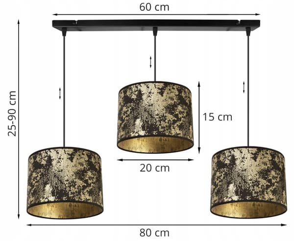 HÄNGLAMPA TAK LJUSKRAKA LAMPSKÄRM MÖNSTER GULD