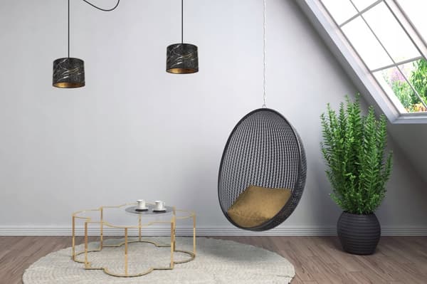 HÆNGENDE LOFTSLAMPE SPIDDERLAMPESKÆRM GYLDT MARMOR