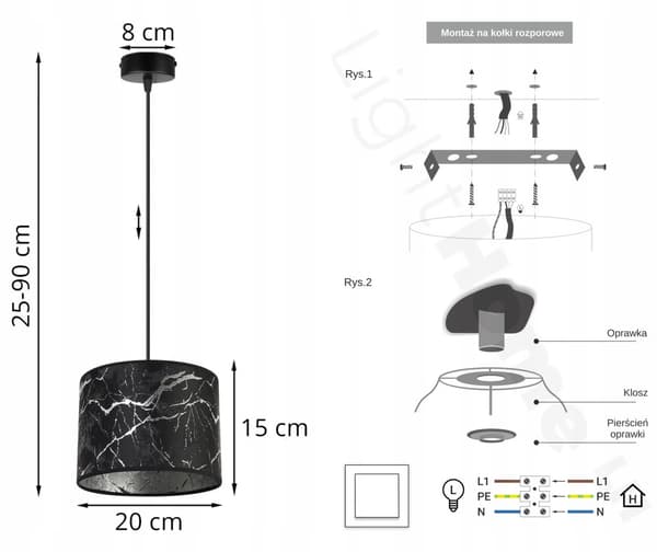 HÄNGANDE TAKLAMPA SILVER MARMOR LAMPSKÄRM