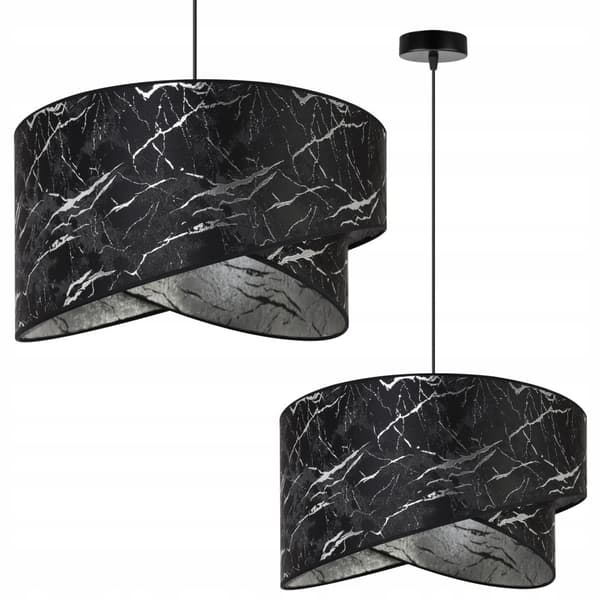 HÆNGE LOFTSLAMPE SØLV MARMOR LAMPESKÆRM