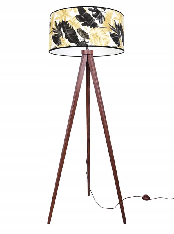 GOLVLAMPA STATIV LAMPSKÄRM GULDEN BLOMMOR LED