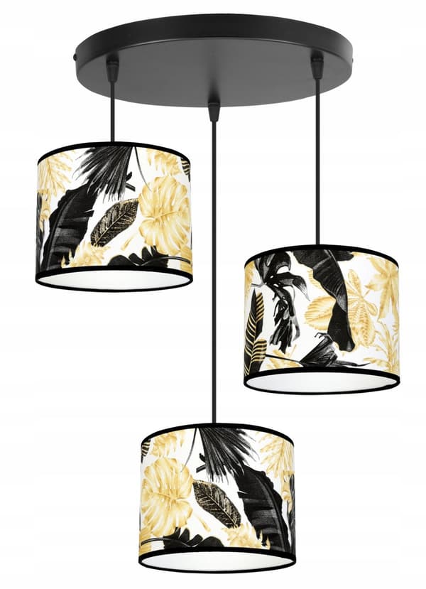 HÆNGE LOFTSLAMPE LAMPESKÆRM GYLDNE BLOMSTER LED