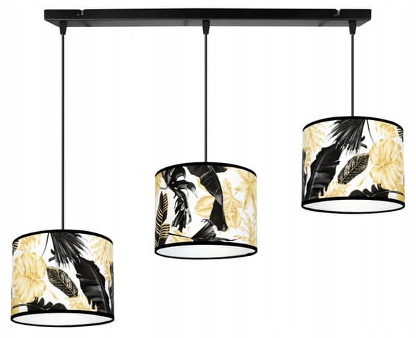 HÆNGE LOFTSLAMPE LAMPESKÆRM GYLDNE BLOMSTER LED