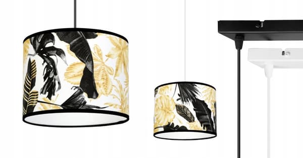 HÆNGE LOFTSLAMPE LAMPESKÆRM GYLDNE BLOMSTER LED
