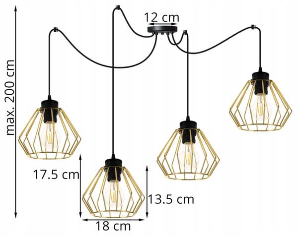 LOFT HÆNGELAMPE SPIDDER GULDTRÅD LOFTSLAMPE