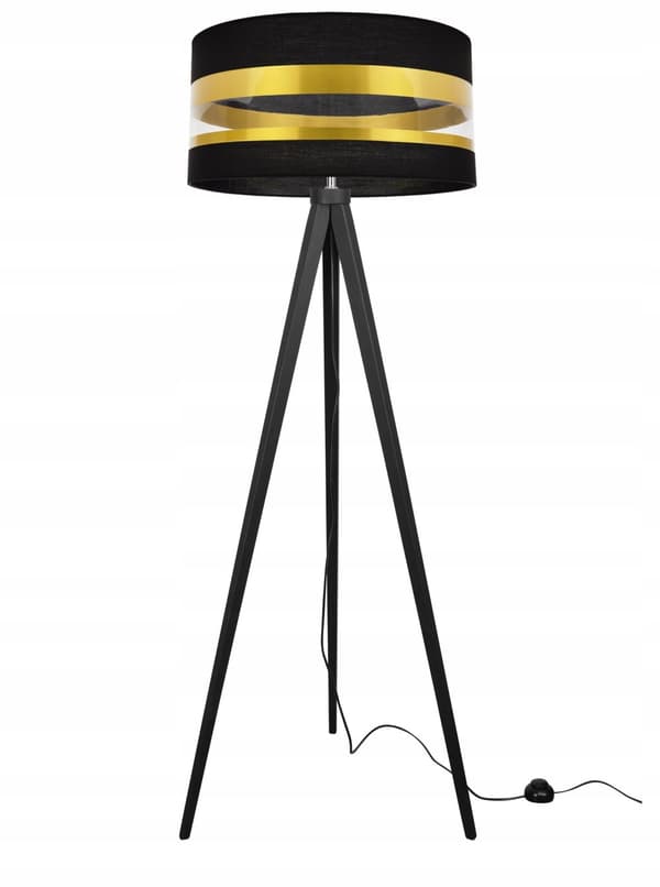 MODERNE GYLDT STATIV GULVLAMPE LED LAMPESKÆRM