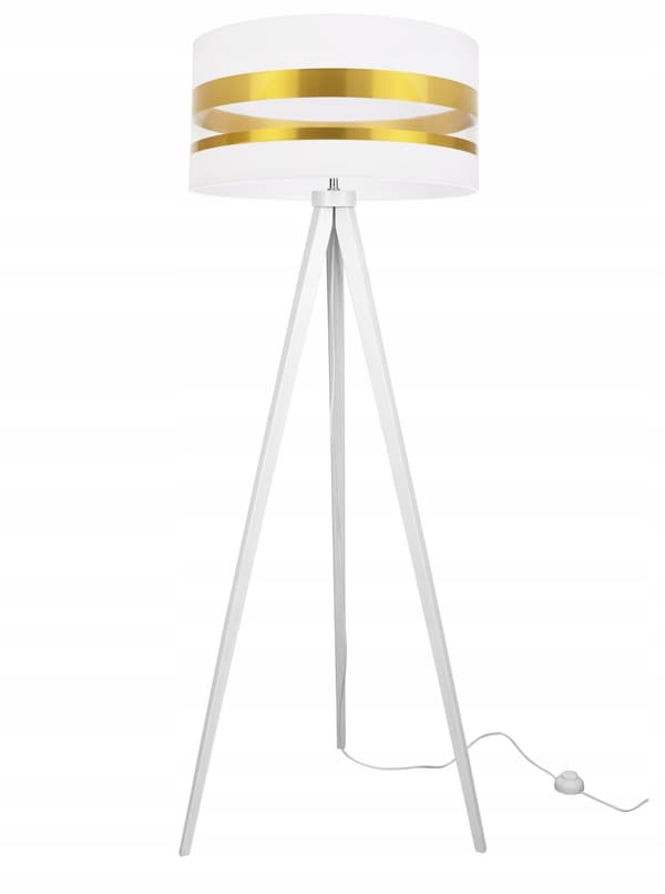 MODERNE GYLDT STATIV GULVLAMPE LED LAMPESKÆRM