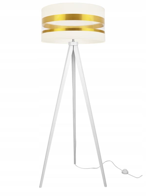 MODERNE GYLDT STATIV GULVLAMPE LED LAMPESKÆRM