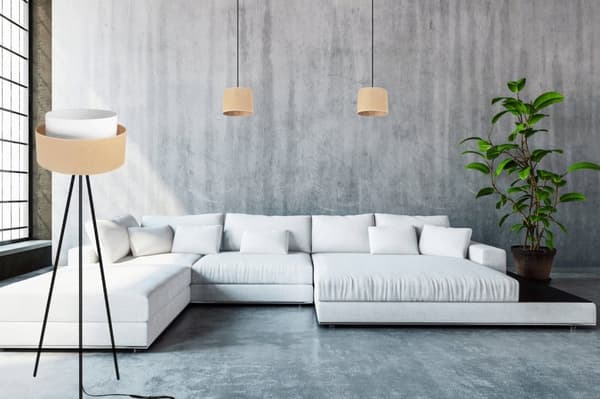 GOLVLAMPA STÅENDE STATIV METALL LAMPSKÄRM 45CM