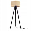 Miniatyrbillede 1 af 10: GULVLAMPE STÅENDE TRIPOD TRÆLAMPESKÆRM 45CM