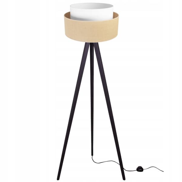 GOLVLAMPA STATIV TRÄ LAMPSKÄRM 45CM TÅRTA