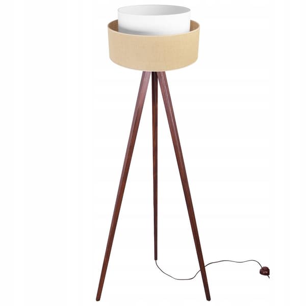 GOLVLAMPA STATIV TRÄ LAMPSKÄRM 45CM TÅRTA