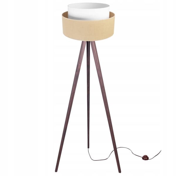 GOLVLAMPA STATIV TRÄ LAMPSKÄRM 45CM TÅRTA