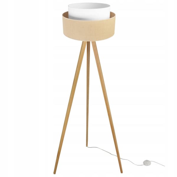GOLVLAMPA STATIV TRÄ LAMPSKÄRM 45CM TÅRTA