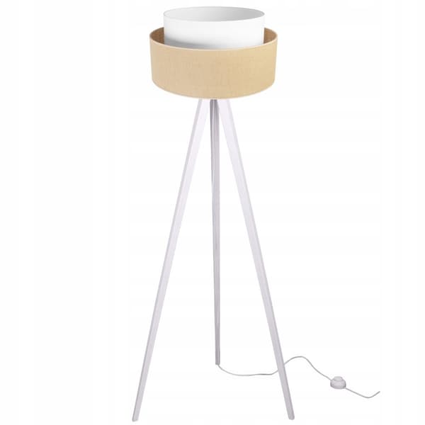 GOLVLAMPA STATIV TRÄ LAMPSKÄRM 45CM TÅRTA