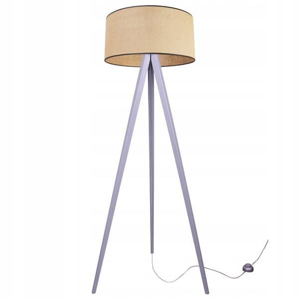 GOLVLAMPA STÅENDE STATIV TRÄ LAMPSKÄRM 45CM