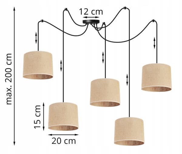 HÄNGLAMPA TAK LJUSKANT LAMPSKÄRM 20 CM SPINDEL