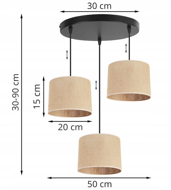 RIIPPUVALAISIN KATTOKRUUNUN LAMPPUVARJOS 20 CM