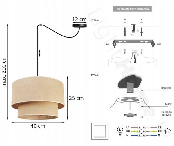 HÄNGLAMPA LJUSSKÄRM 40 CM SPINDELKAKA