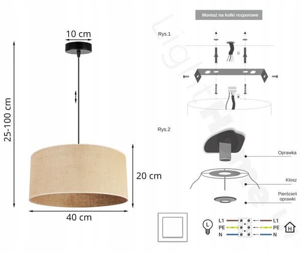 HÄNGLAMPA TAK LJUSKLJUSSKÄRM 40 CM