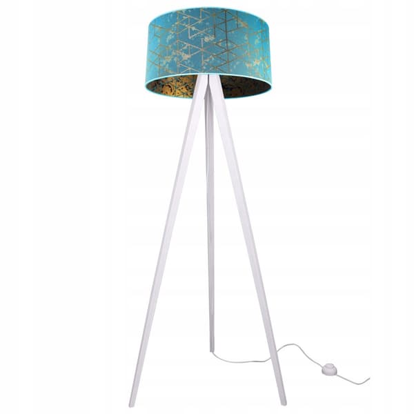 GOLVLAMPA STÅENDE STATIV TRÄ LAMPSKÄRM 45CM
