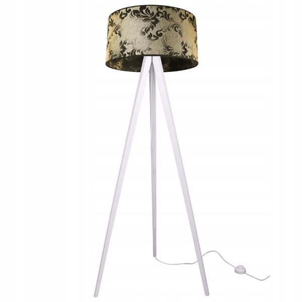 GOLVLAMPA STÅENDE STATIV TRÄ LAMPSKÄRM 45CM