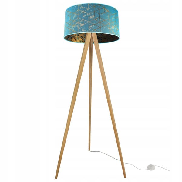 GOLVLAMPA STÅENDE STATIV TRÄ LAMPSKÄRM 45CM