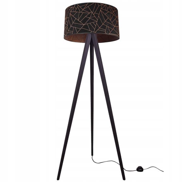 GOLVLAMPA STÅENDE STATIV TRÄ LAMPSKÄRM 45CM