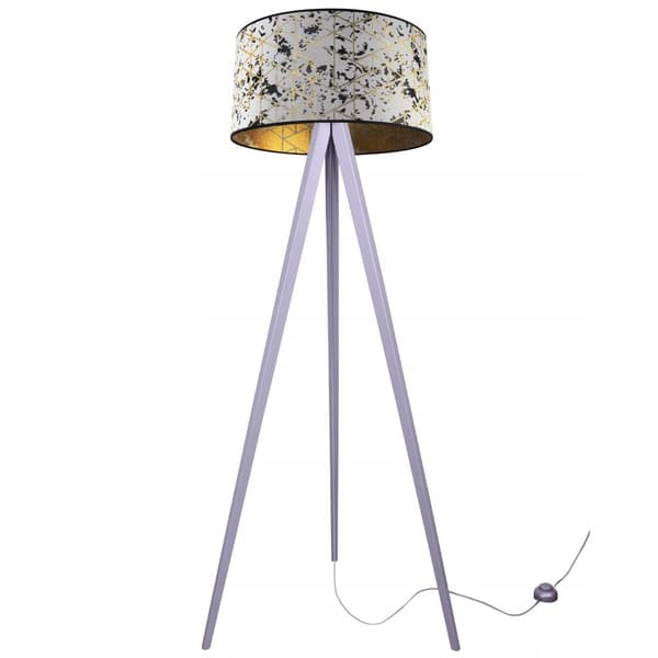 GOLVLAMPA STÅENDE STATIV TRÄ LAMPSKÄRM 45CM