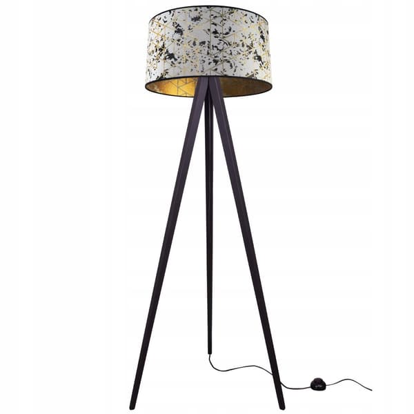 GOLVLAMPA STÅENDE STATIV TRÄ LAMPSKÄRM 45CM