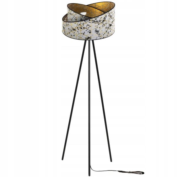 GULVLAMPE STÅENDE TRIPOD METAL LAMPESKÆRM MØNSTER