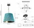 Miniatyrbild 6 av 8: HÄNGLAMPA TAK LJUSKLASSA LAMPSKÄRM GULD MÖNSTER