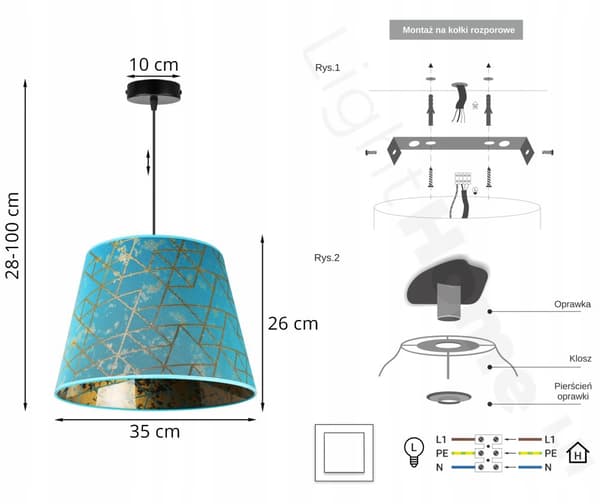 HÄNGLAMPA TAK LJUSKLASSA LAMPSKÄRM GULD MÖNSTER