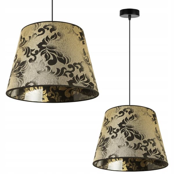 HÄNGLAMPA TAK LJUSKLASSA LAMPSKÄRM GULD MÖNSTER