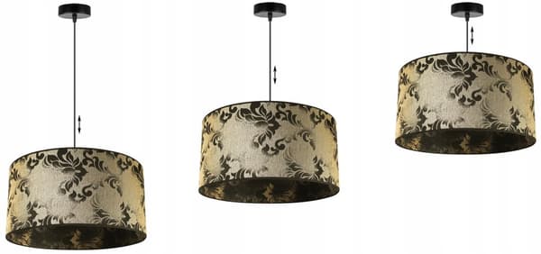 HÄNGLAMPA TAK LJUSKLASSA LAMPSKÄRM GULD MÖNSTER
