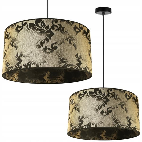 HÄNGLAMPA TAK LJUSKLASSA LAMPSKÄRM GULD MÖNSTER