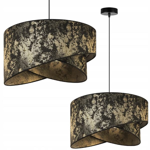 HÄNGLAMPA TAK LJUSKLASSA LAMPSKÄRM GULD MÖNSTER