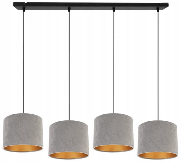 ELEGANT HÄNGLAMPA GULDEN LAMPSKÄRM SAMMET VAL