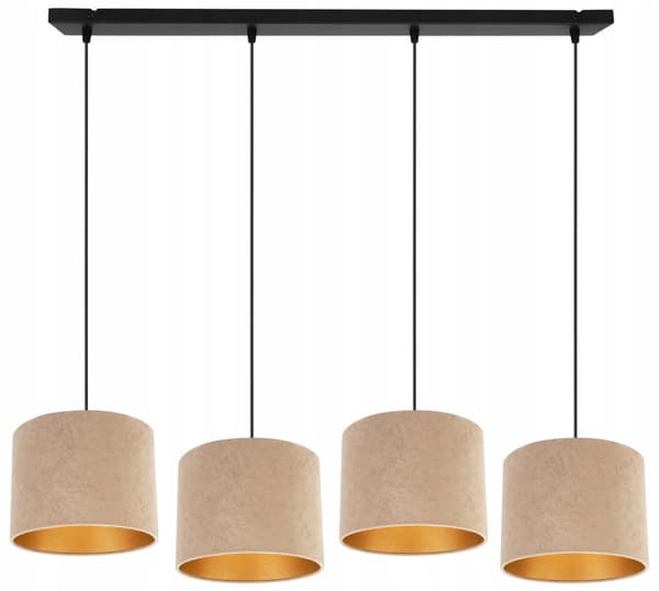 ELEGANT HÄNGLAMPA GULDEN LAMPSKÄRM SAMMET VAL