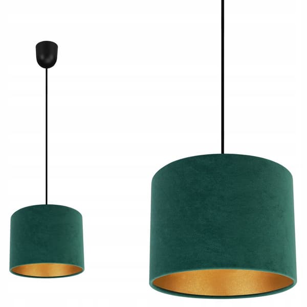 ELEGANT HÄNGLAMPA GULDEN LAMPSKÄRM SAMMET VAL