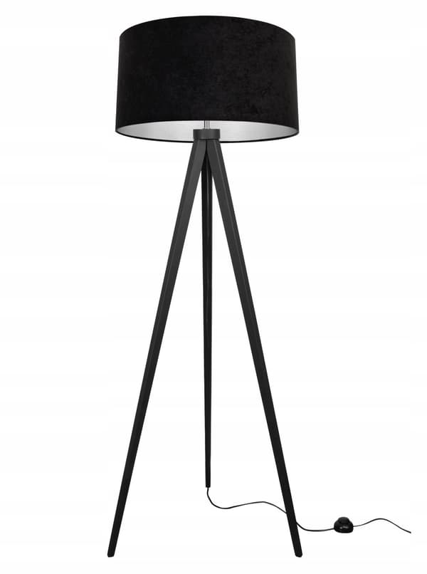 GOLVLAMPA STÅENDE STATIV KROM LAMPSKÄRM SAMT