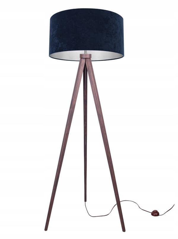 GOLVLAMPA STÅENDE STATIV KROM LAMPSKÄRM SAMT