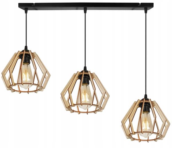 MODERN LED-TAK HÄNGLAMPA AV TRÄ