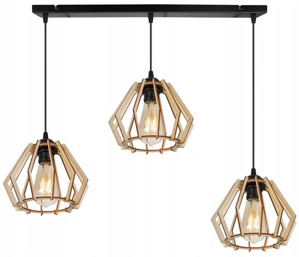 MODERN LED-TAK HÄNGLAMPA AV TRÄ