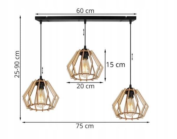 MODERN LED-TAK HÄNGLAMPA AV TRÄ