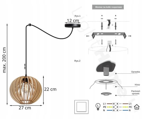 MODERN LED-TAK HÄNGLAMPA AV TRÄ