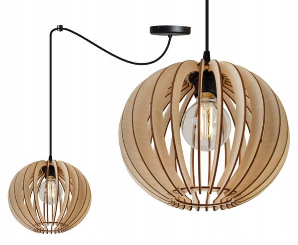 MODERN LED-TAK HÄNGLAMPA AV TRÄ