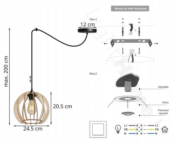MODERN LED-TAK HÄNGLAMPA AV TRÄ
