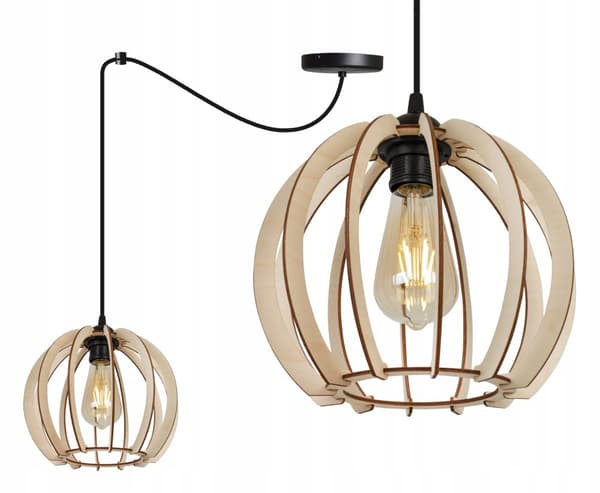 MODERN LED-TAK HÄNGLAMPA AV TRÄ